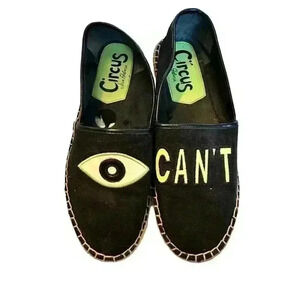 Womens Circus SAM EDELMAN LENI 2 EYE CAN'T Black Espadrilles Size 8